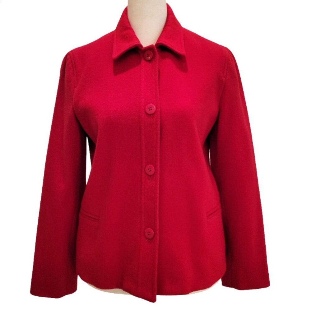 Vibrant Red Wool-Cashmere Blend Jacket